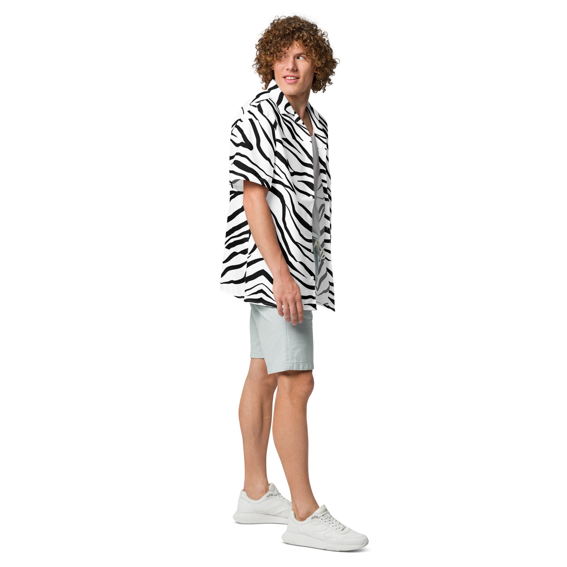 Striped Zebra Vibrance Button Shirt - FLAKOUT