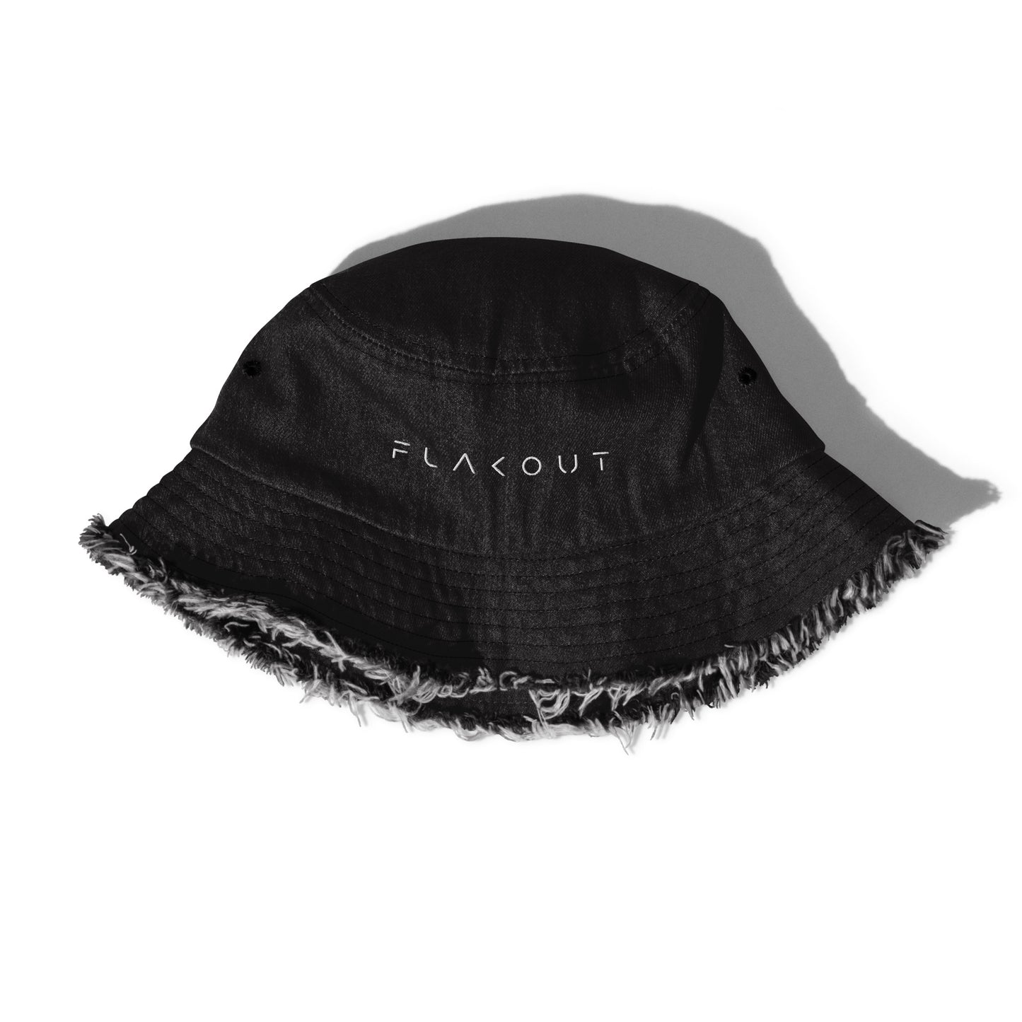 FLAKOUT Logo Embroidered Distressed Denim Hat - FLAKOUT