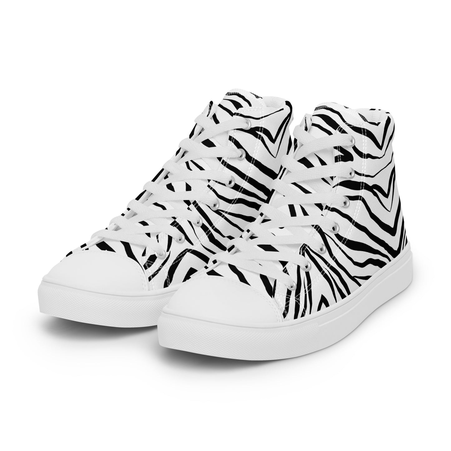 Striped Zebra Vibrance Men’s High Top Canvas Shoes - FLAKOUT