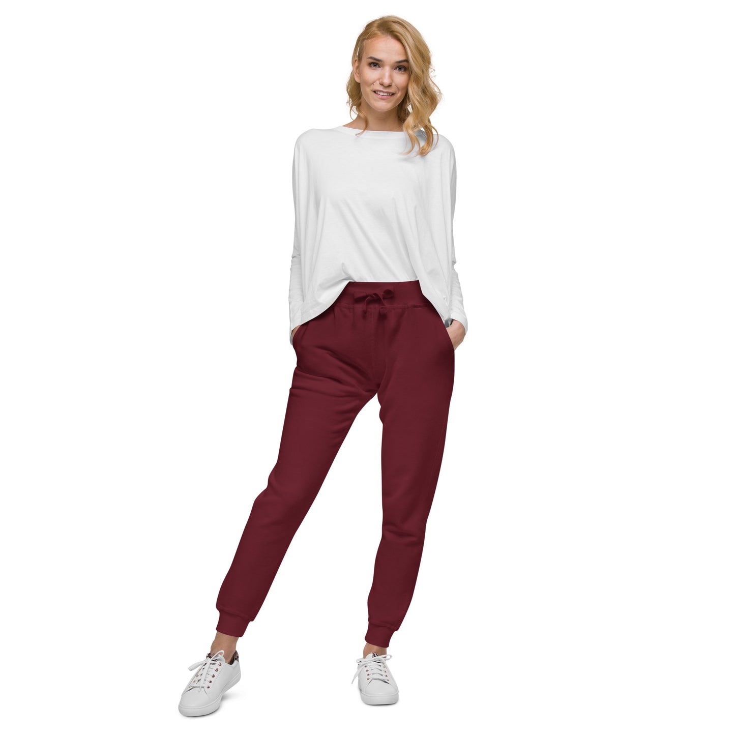 FLAKOUT Logo Back Leg Unisex Fleece Sweatpants - Maroon - FLAKOUT