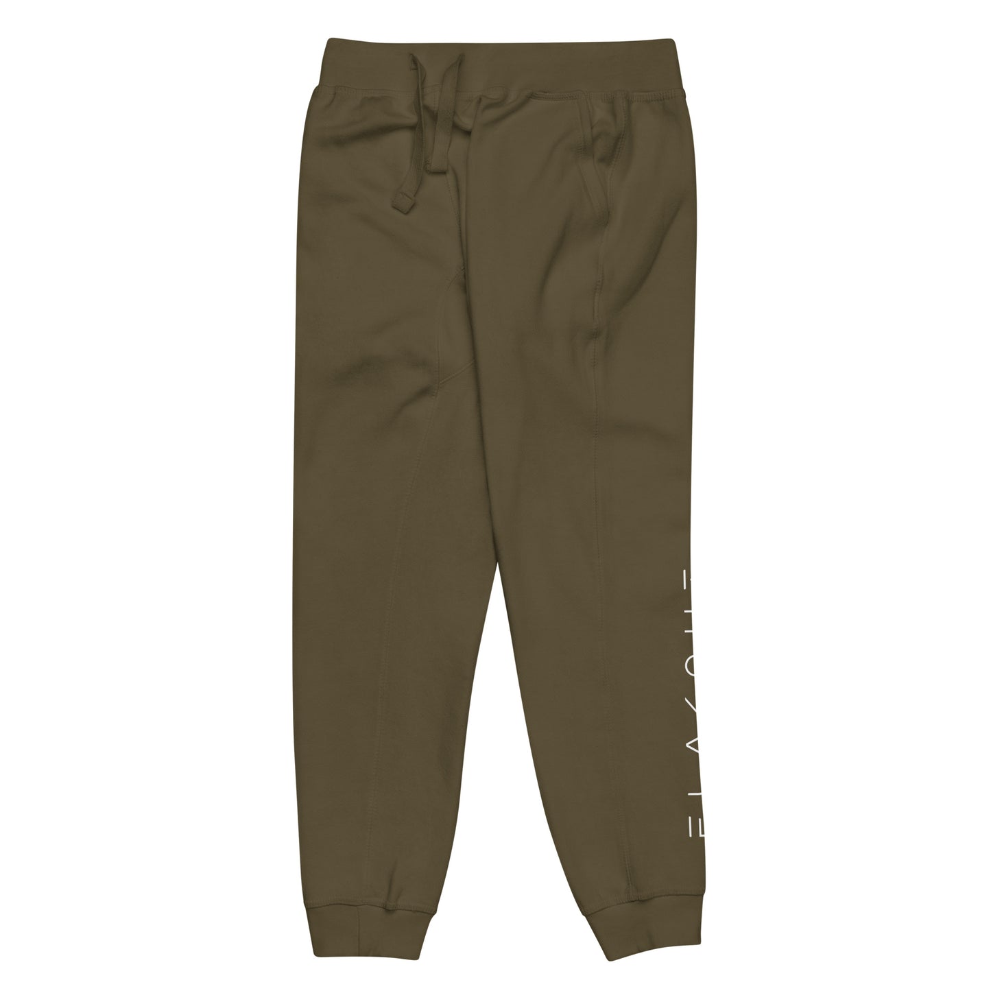 FLAKOUT Logo Back Leg Unisex Fleece Sweatpants - Military Green - FLAKOUT