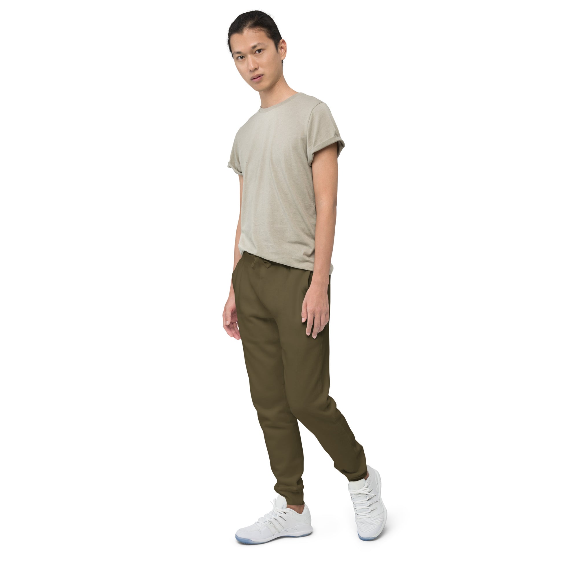 FLAKOUT Logo Back Leg Unisex Fleece Sweatpants - Military Green - FLAKOUT