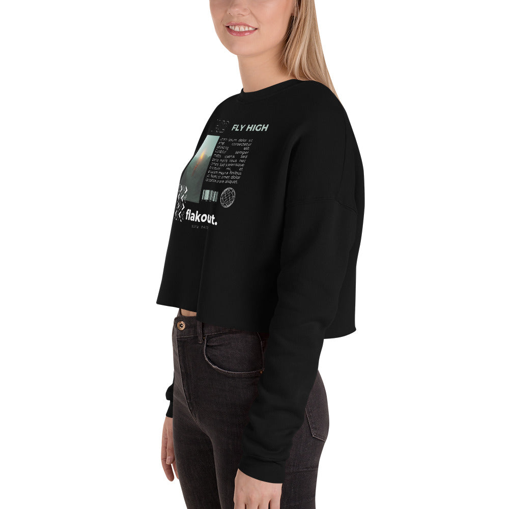 Fly High Voyager Women's Crop Sweatshirt - Black - FLAKOUT