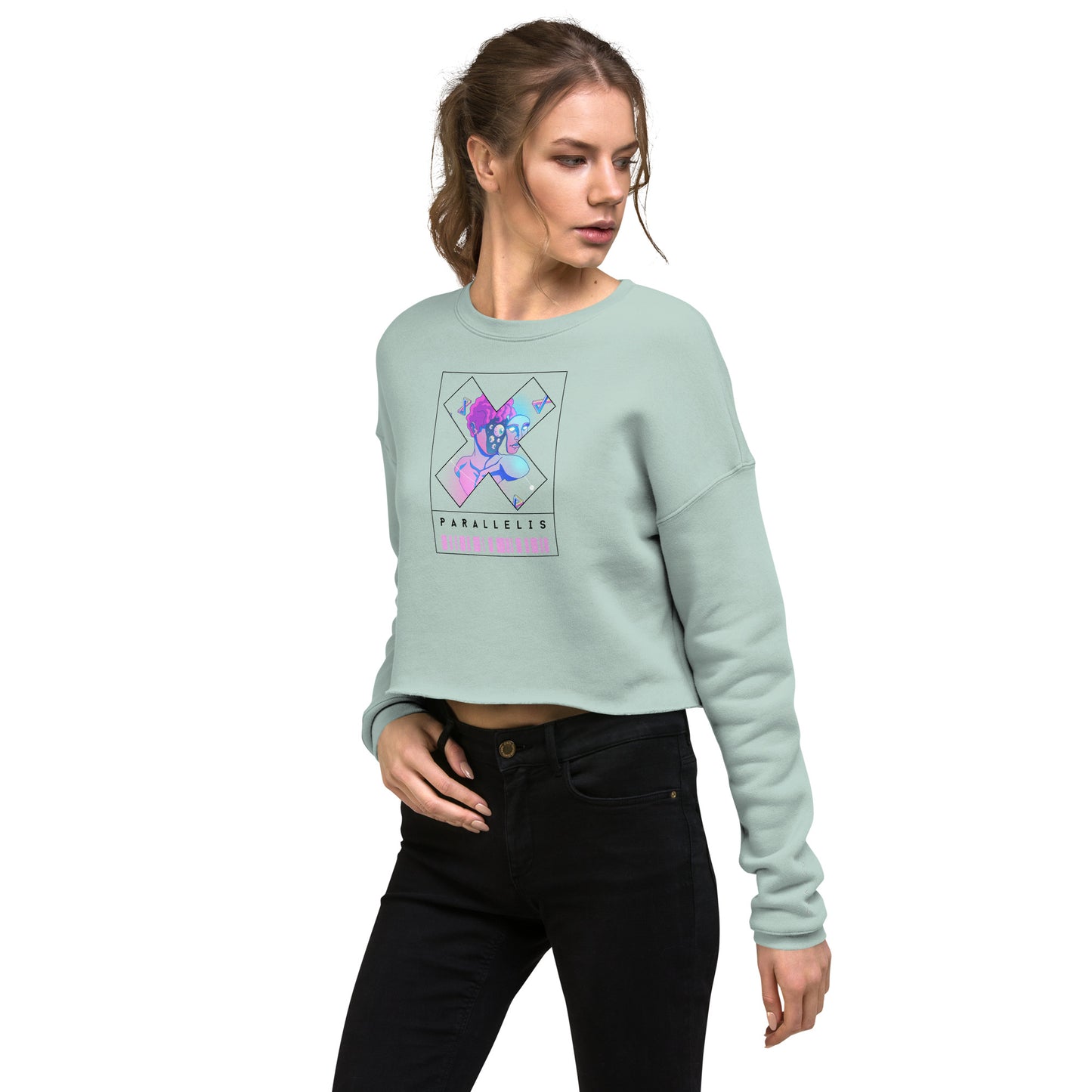 Parallelis Women's Crop Sweatshirt - FLAKOUT