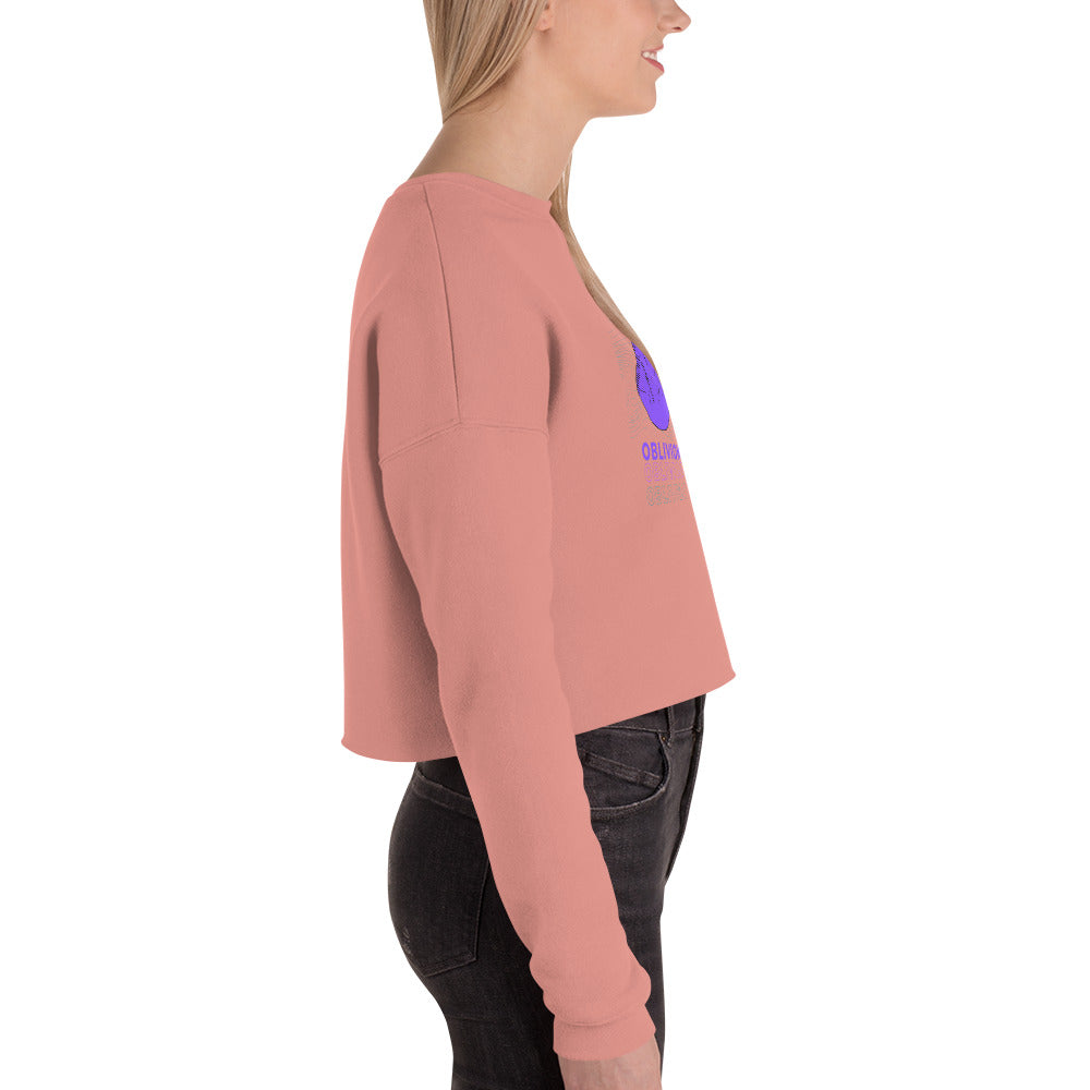 Violet Veil Of Oblivion Women's Crop Sweatshirt - Mauve - FLAKOUT